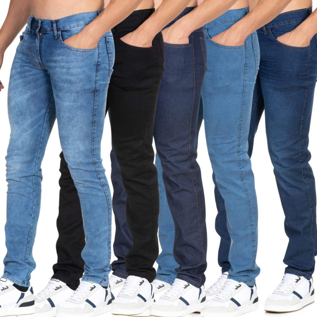 Kit com 5 Calças Jeans Masculinas Skinny com Elastano
