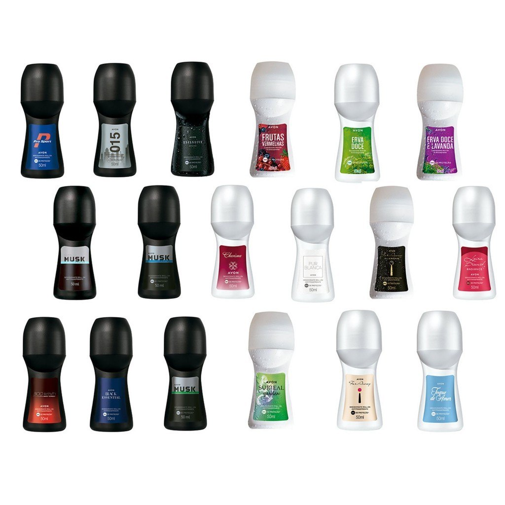 Kit de 20 Desodorantes Avon 50ml – Feminino e Masculino Sortidos