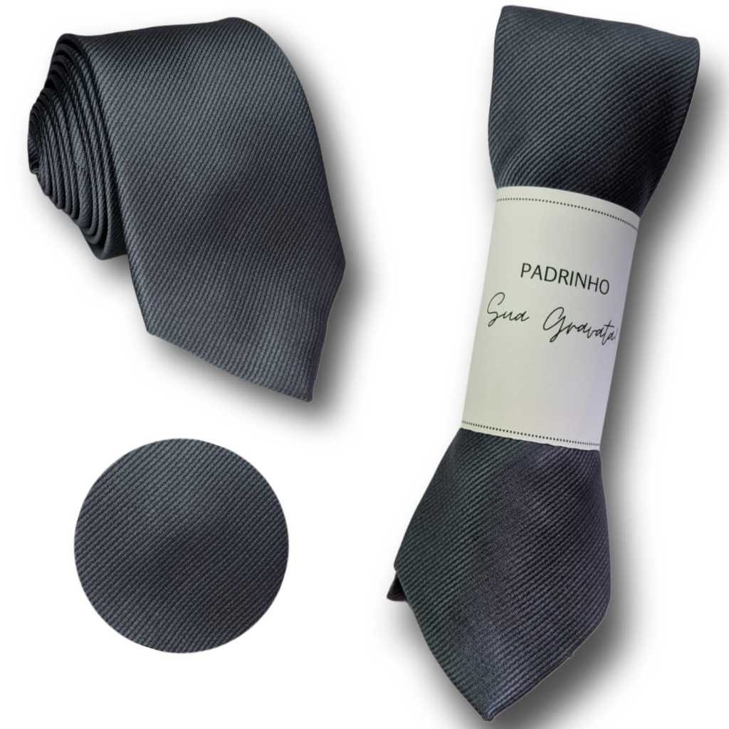 Kit de Gravatas Cinza Chumbo Slim para Padrinhos de Casamento