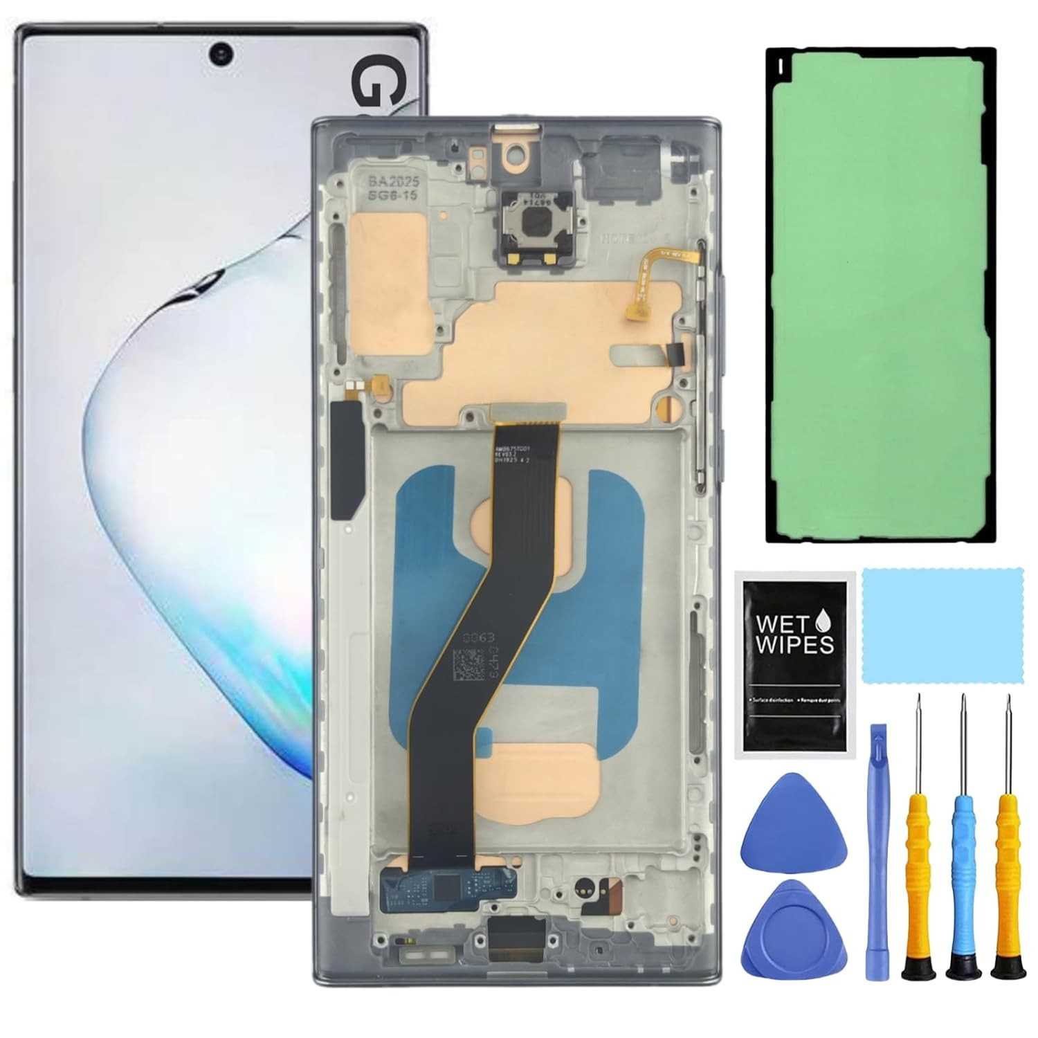 Tela de Substituição Samsung Galaxy Note 10 Plus (N975) com Moldura e Kit Completo - Preta
