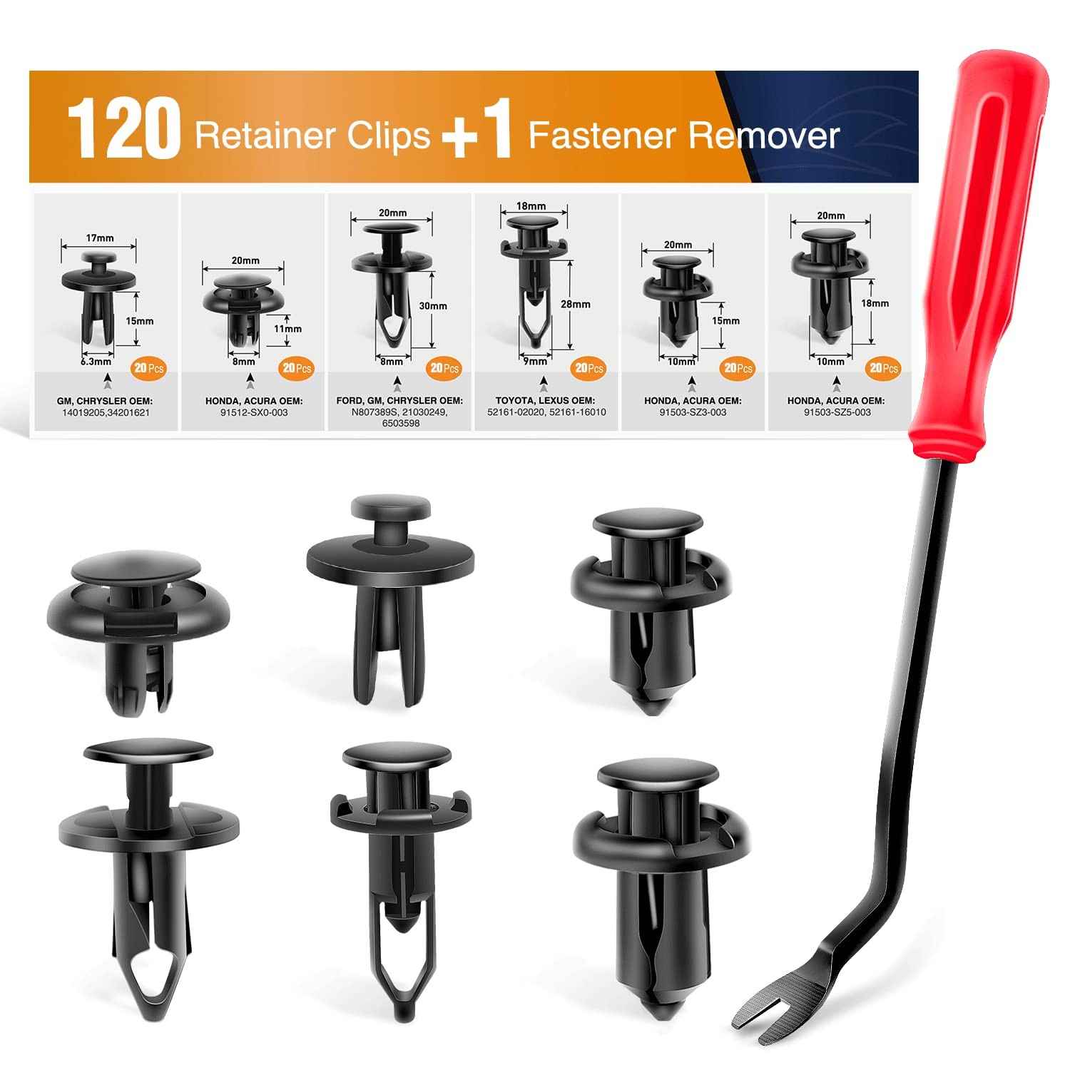 Kit 120 Peças Clipes para Carro GOOACC GRC-30: Fixação Universal e Durável
