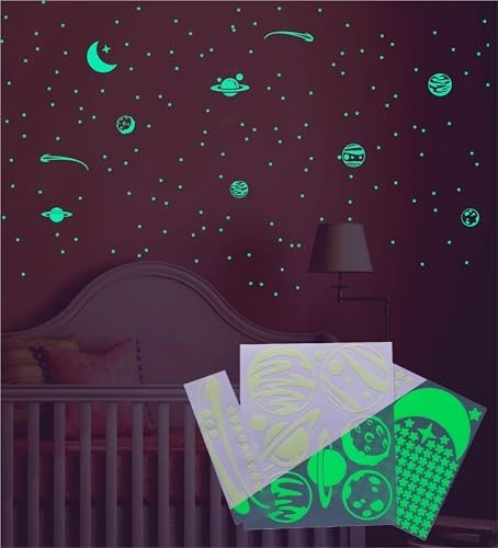 Adesivos que Brilham no Escuro - Kit Sistema Solar 160 Peças com Planetas, Estrelas e Cometas