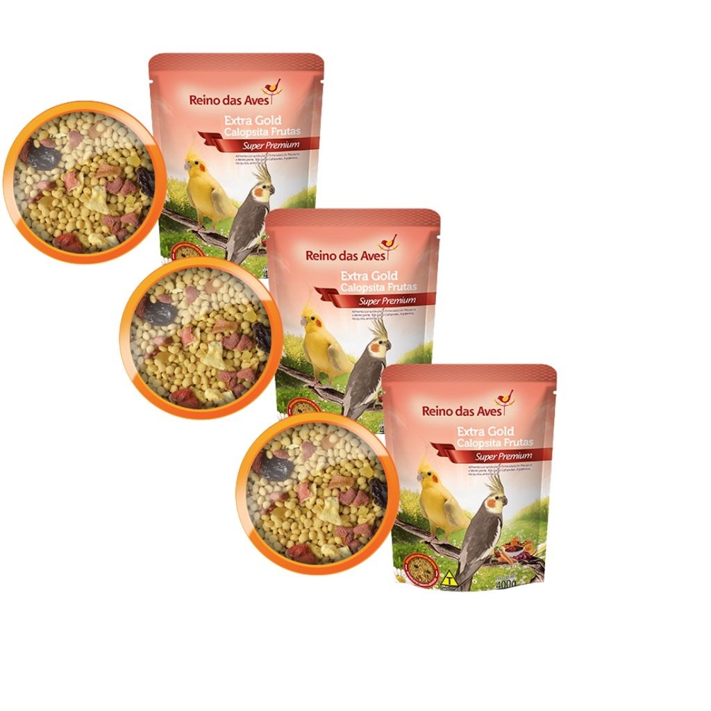 Kit Extra Gold Calopsita Frutas 400g - 3un