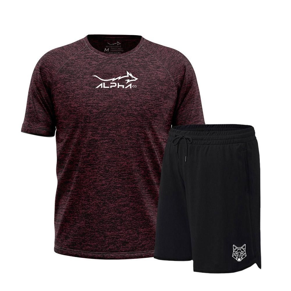 Kit Fitness Alpha Co: Bermuda Lobo + Camiseta Dry