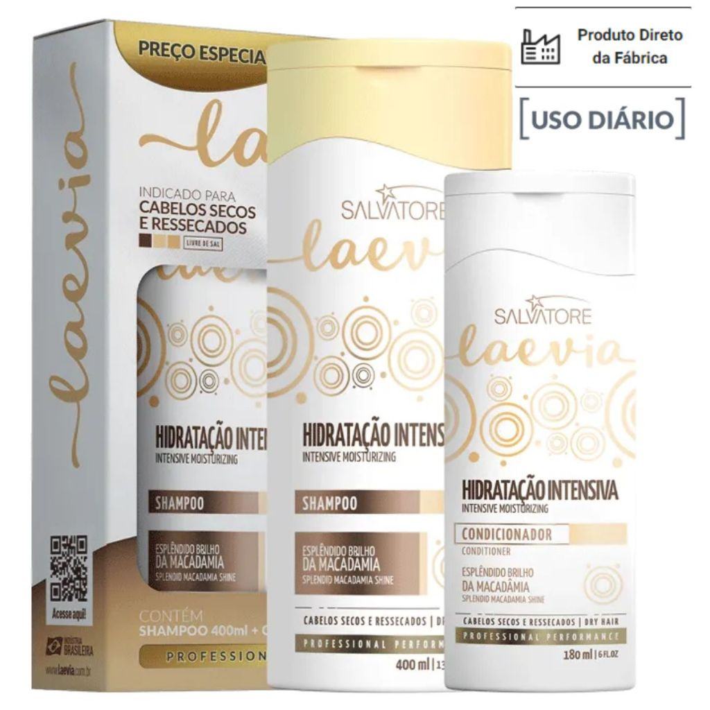 Kit Hidratação Intensiva Salvatore Laevia: Cabelos Macios e Brilhantes
