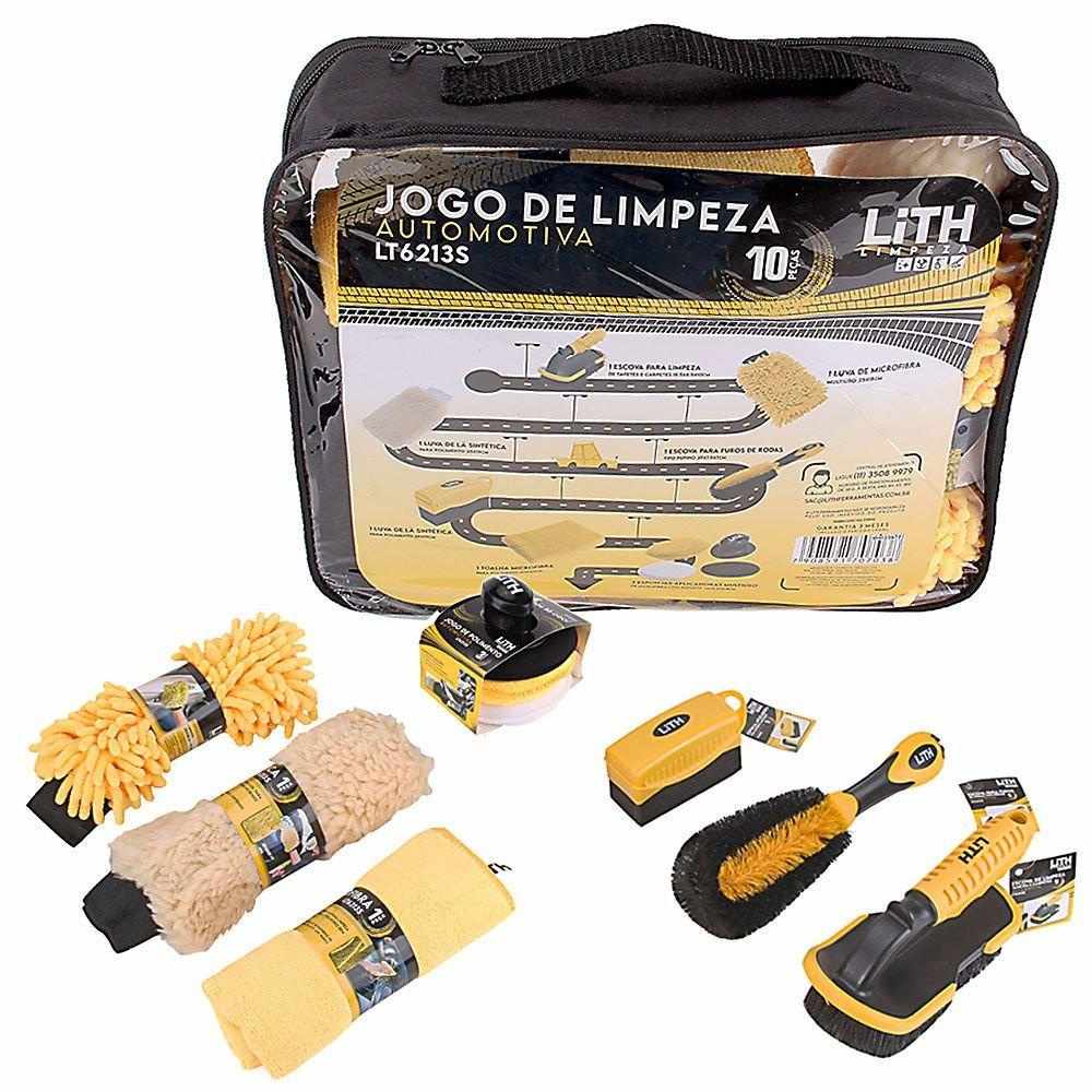 Kit Limpeza Automotiva Lith: 10 Peças Essenciais