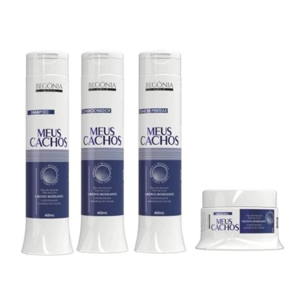 Kit Meus Cachos Begônia 4 Itens: Cachos Definidos e Hidratados