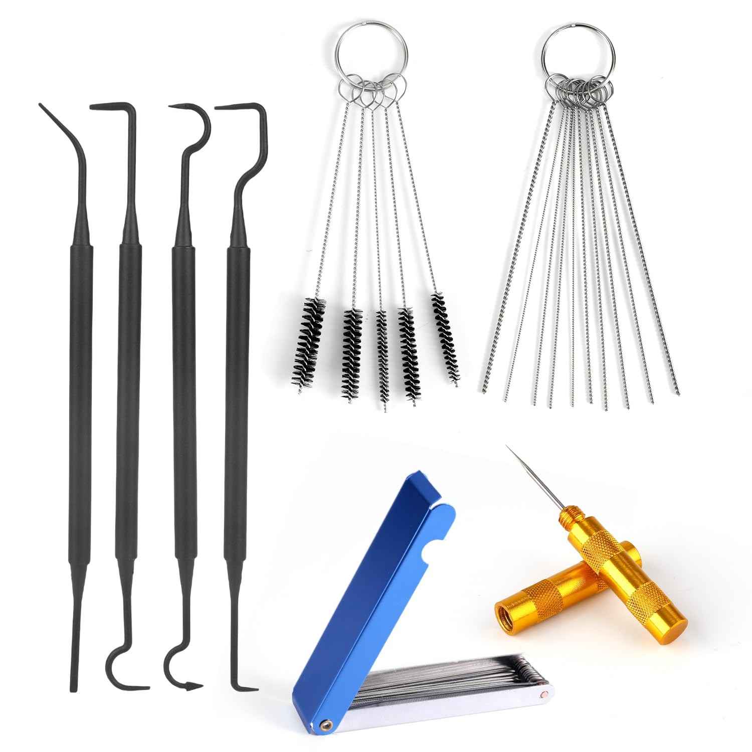 Kit Completo Limpeza Carburador: 23 Agulhas, 5 Escovas e Mais para Motos, Motosserras e Mais!