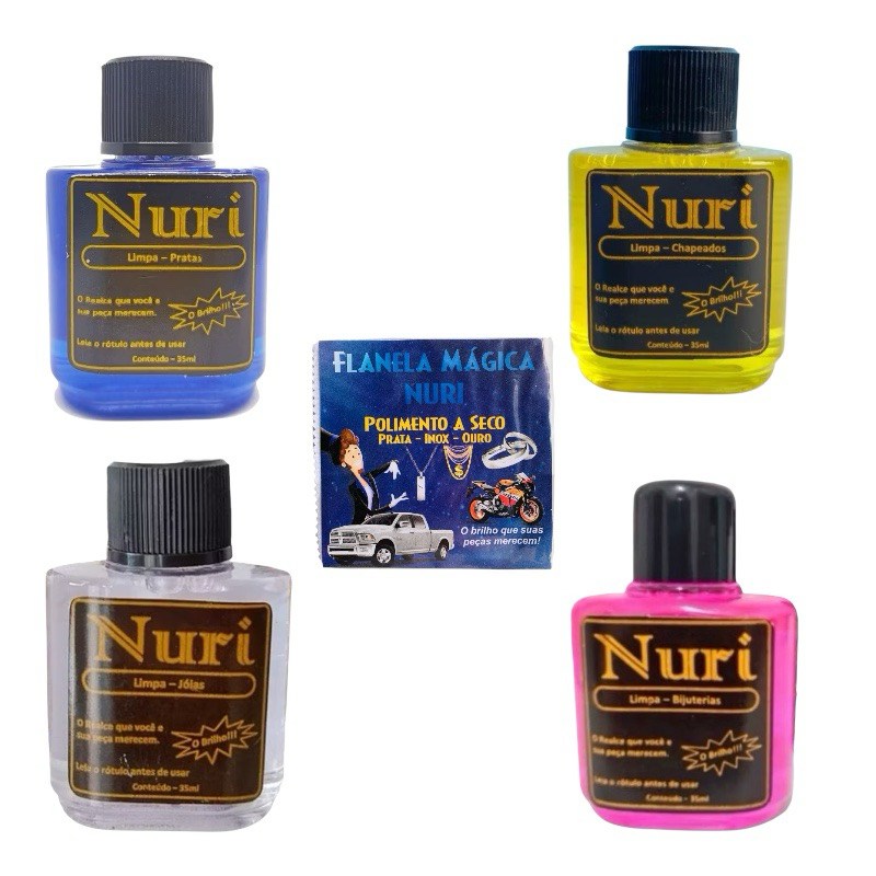 Kit Nuri Limpa Pratas, Ouro, Folheados e Bijuterias com Flanela Mágica