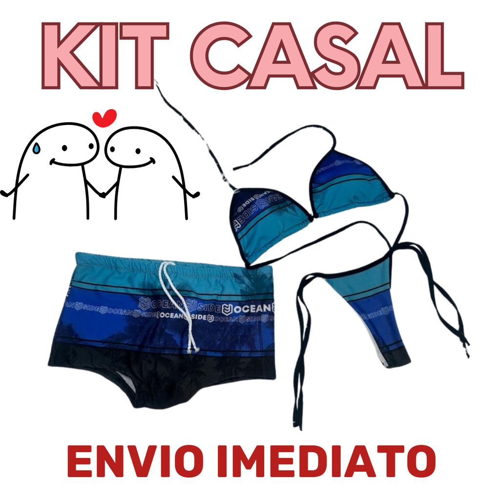 Kit Praia Casal: Biquíni + Sunga Estampados