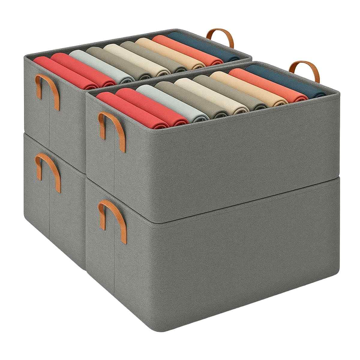 Kit 4 Cestos Organizadores Impermeáveis 25L com Alça - Solução Prática para Armários e Banheiros