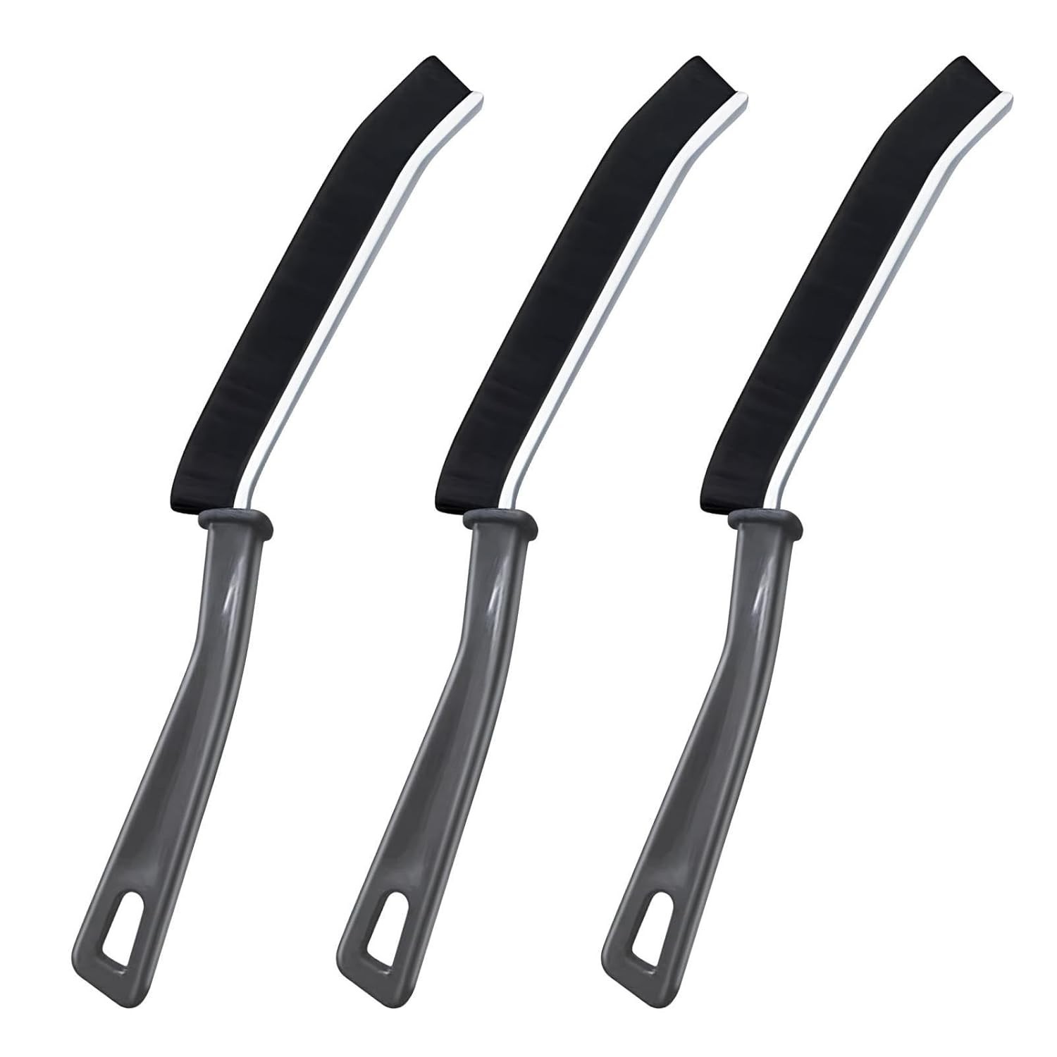 Escova Multifuncional THAELY para Fendas e Ranhuras | Kit com 3 Escovas de Cerdas de Polipropileno Azuis para Limpeza Profunda em Cozinhas, Banheiros e Janelas
