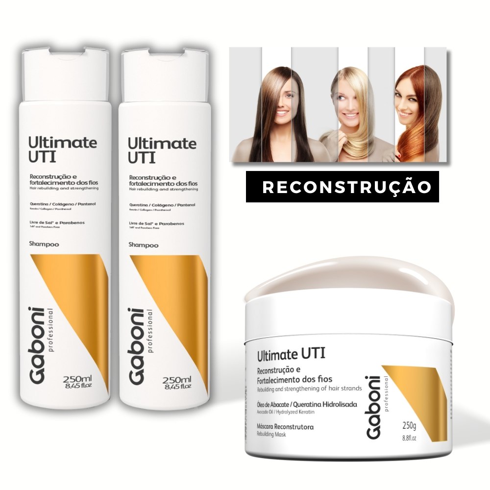 Kit Reconstrução Capilar Ultimate UTI Gaboni: Recupere Cabelos Fortes e Brilhantes