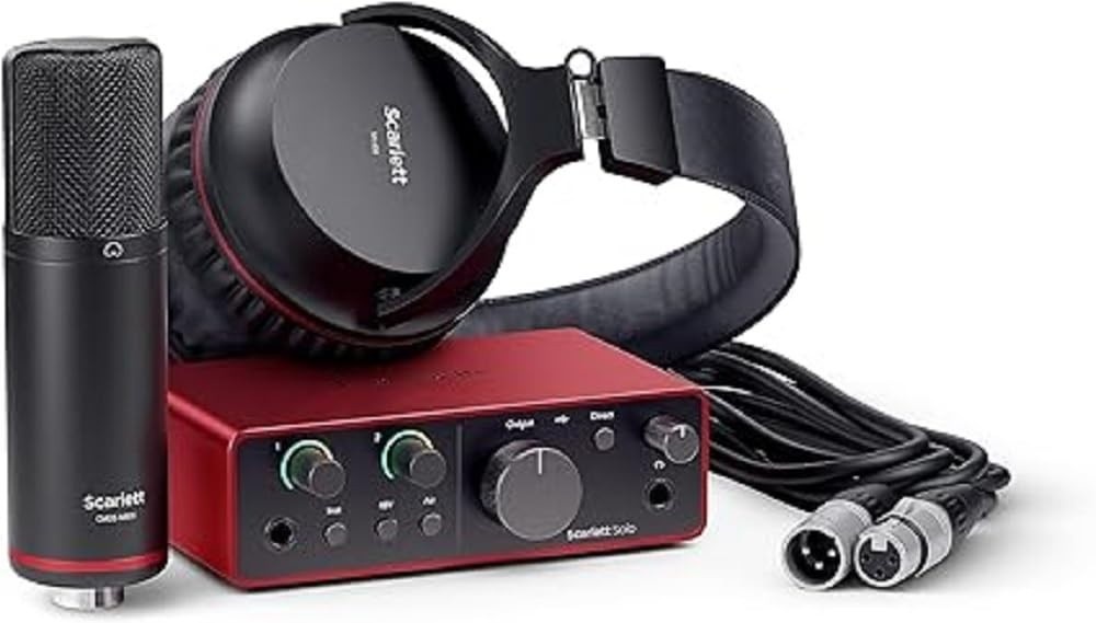 Kit Interface Focusrite Scarlett Solo Studio 4ª Geração: Gravação Profissional Completa