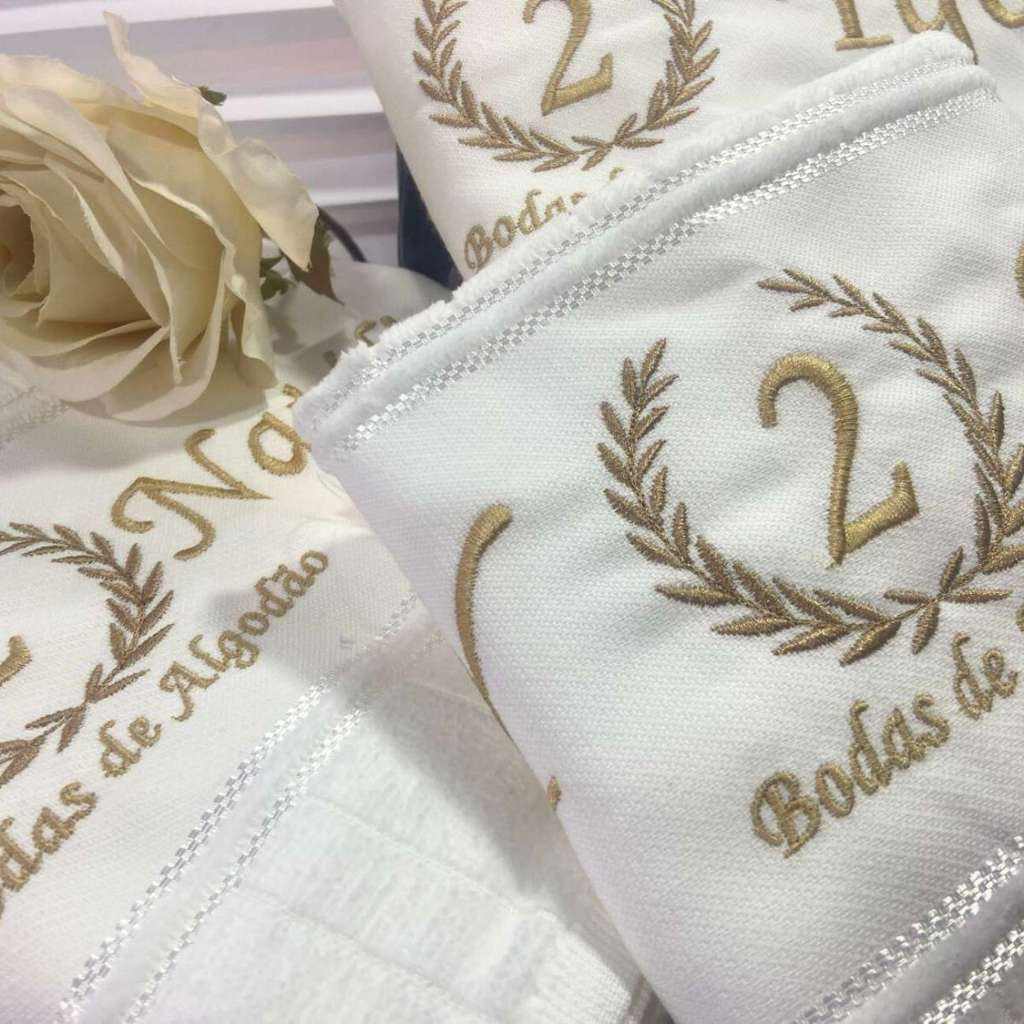 Kit Toalhas Dohler Personalizadas: 2 Banho e 2 Rosto com Bordado de Nome e Inicial
