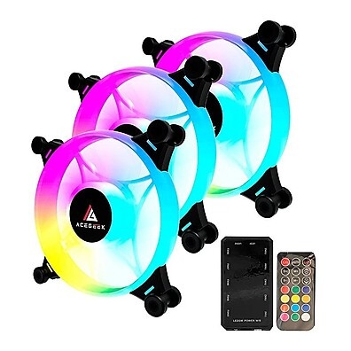 Kit Ventoinha Acegeek Crystal 3x120mm ARGB – Controle Total do Seu PC