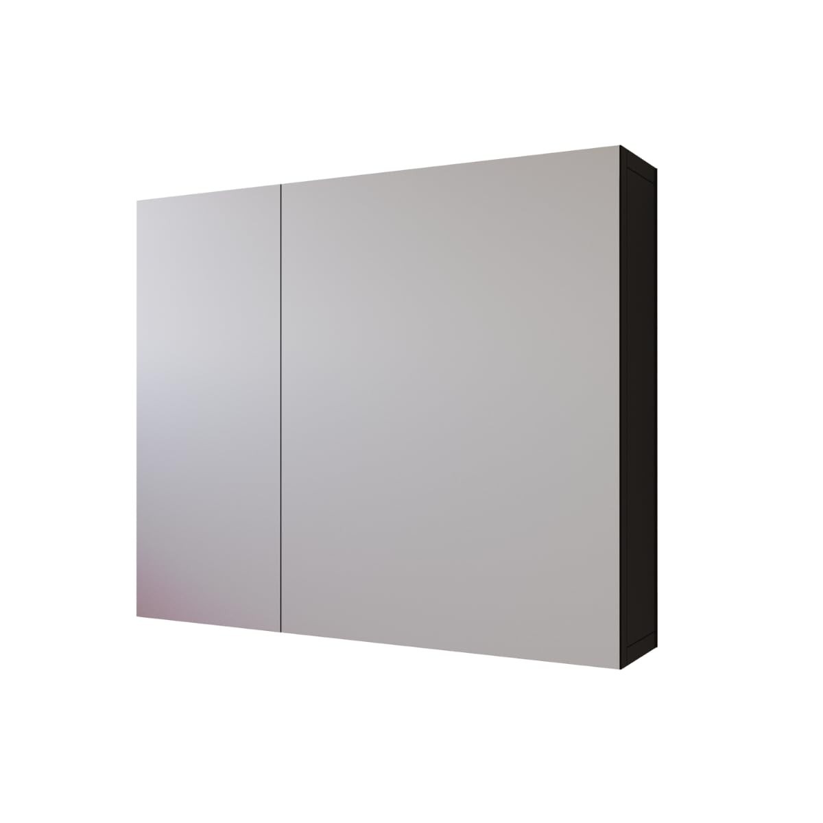 Espelheira Suspensa Moderna com Prateleiras para Banheiro - Design Klein Preto