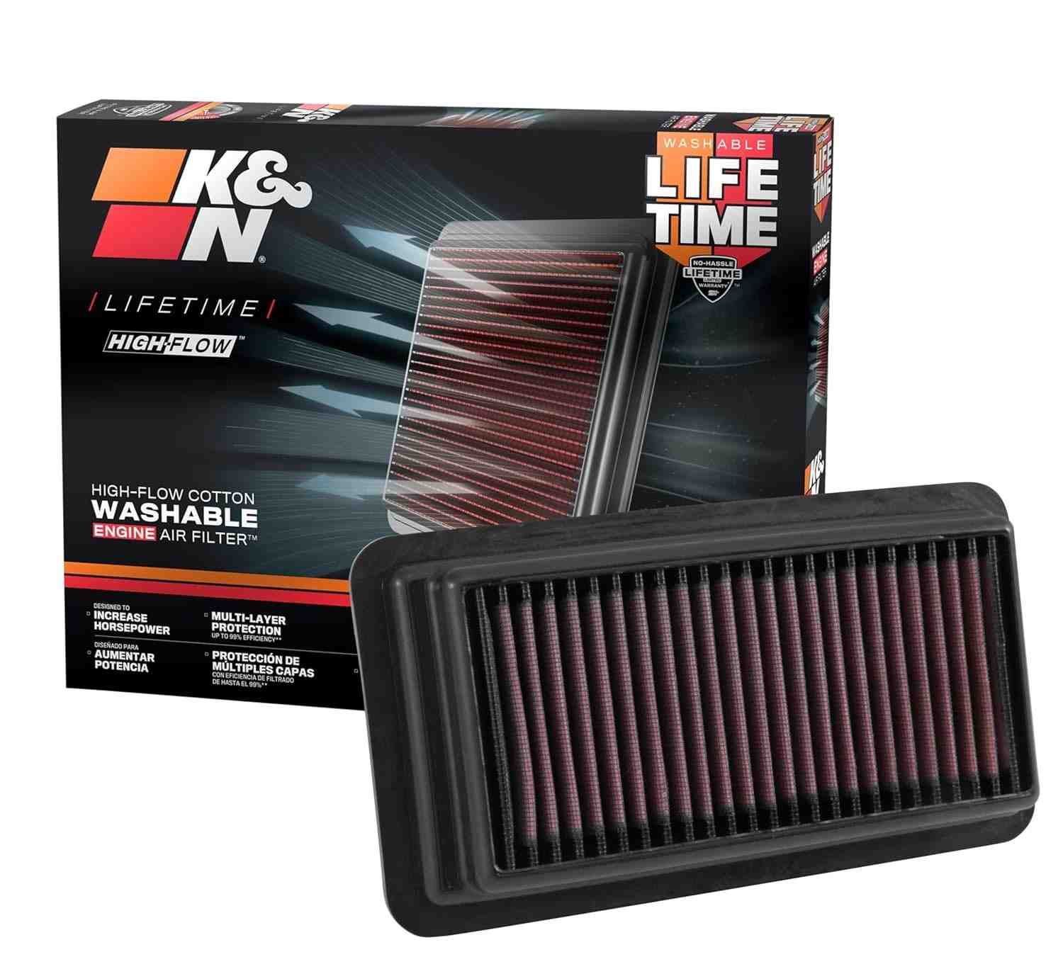 K&N Filtro de Ar de Alto Fluxo Vitalício - Potência e Economia para Honda Civic e CRV (2014-2022)