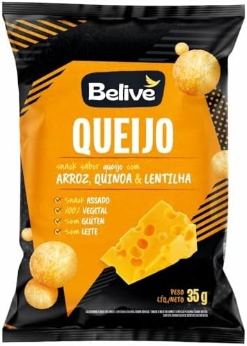 Belive Snack Multigrãos Sabor Queijo Suíço Snack Saudável Sem Glúten Sem Lactose 35G
