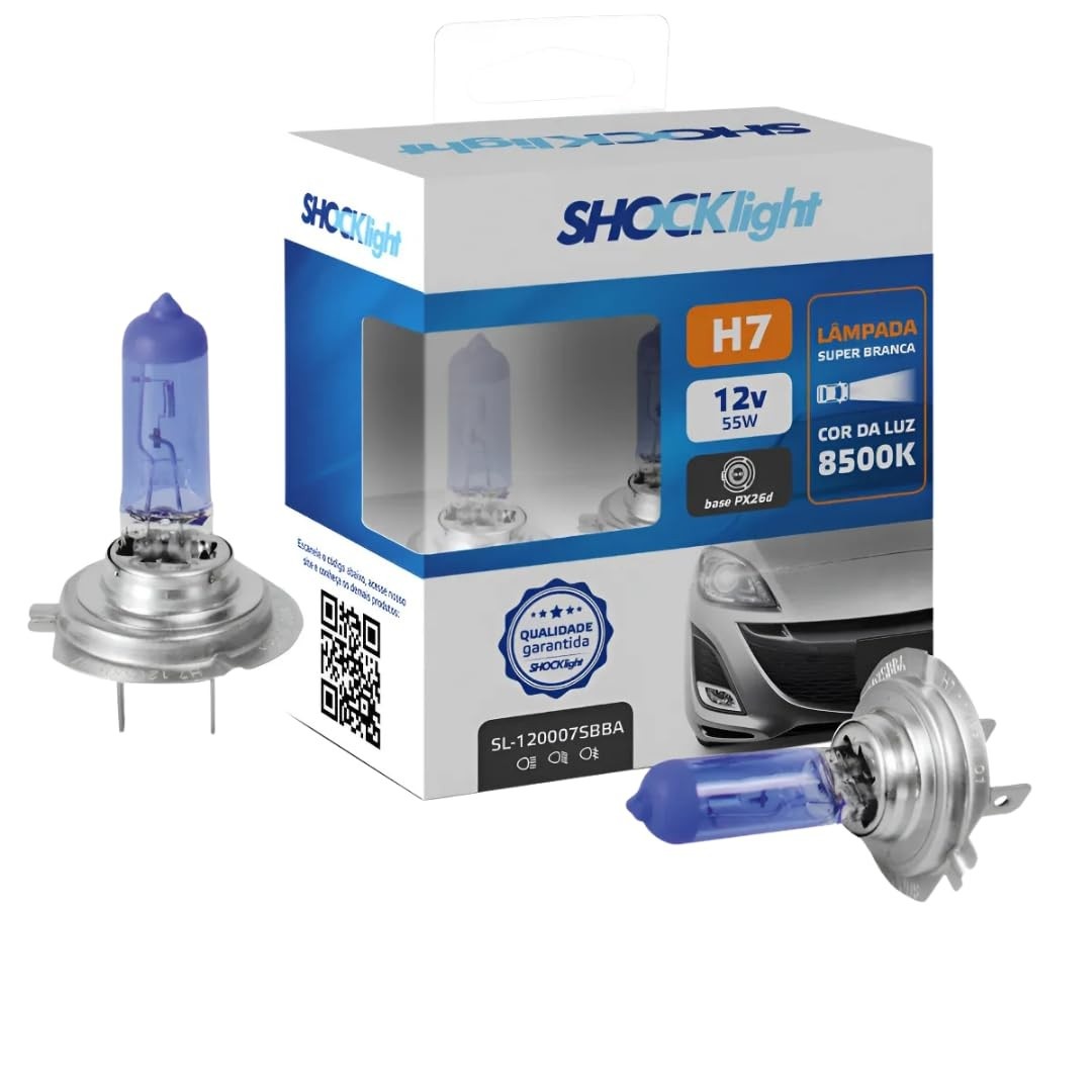Kit 2 Lâmpadas Super Branca H7 8500K 12V 55W: Visibilidade e Estilo para Seu Carro