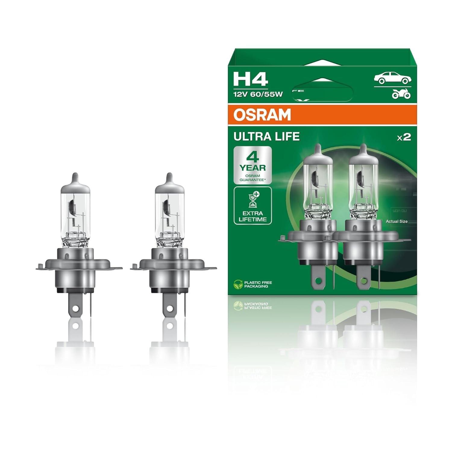 Lâmpadas Osram H4 Ultra Life: Visibilidade Superior e Durabilidade Garantida por 4 Anos