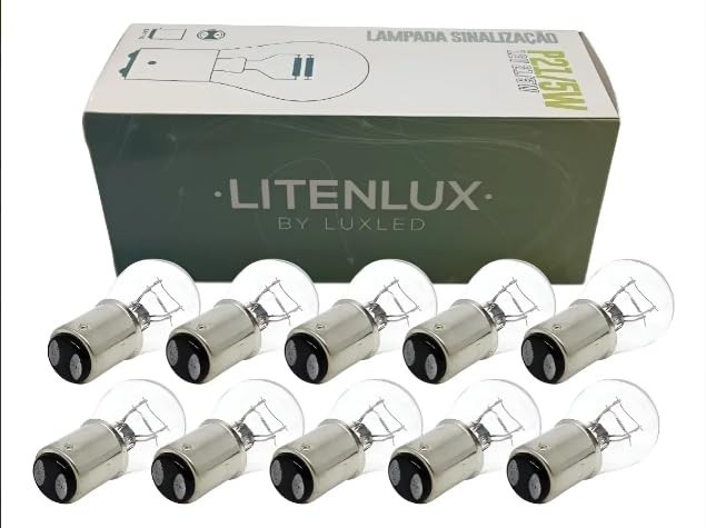 Kit 10 Lâmpadas P21/5W 12V 2 Polos Litenlux: Sinalização Essencial para Seu Veículo