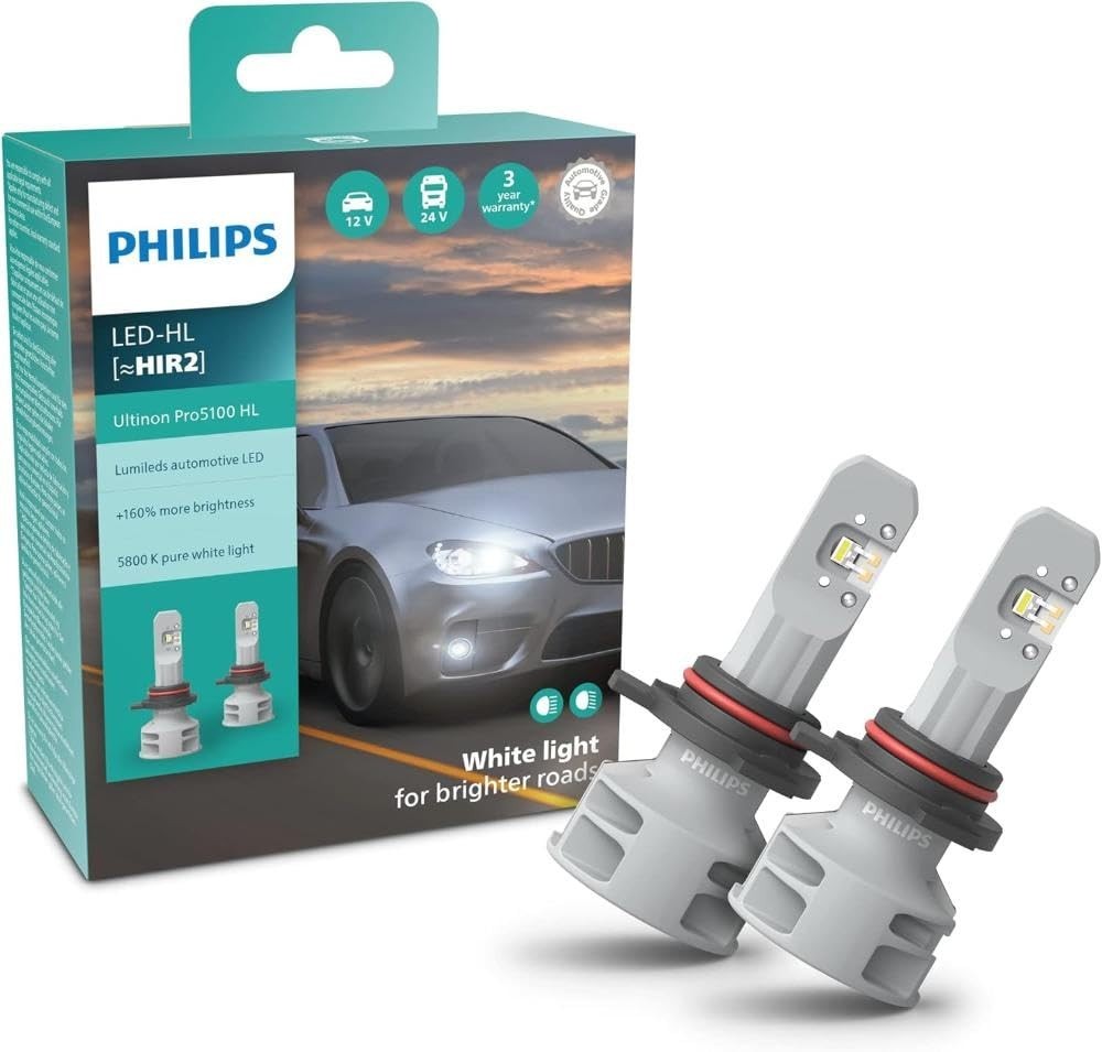 Ilumine Seu Caminho: Par de Lâmpadas LED Philips Pro 5100 Hir2 - Visibilidade Superior