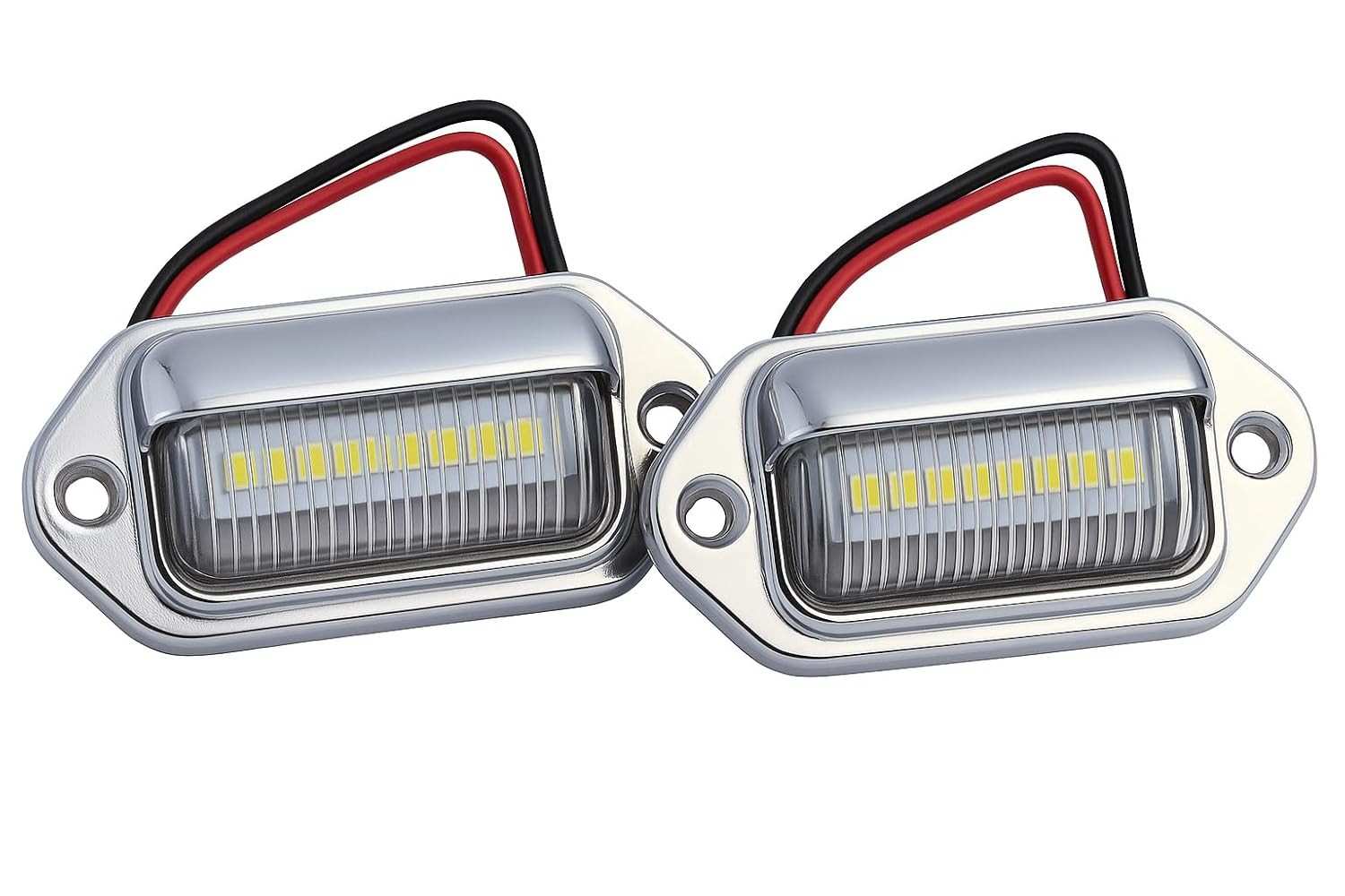 Lanterna de Placa Cromada 6 Leds para Caminhão e Carretinha - Iluminação Premium