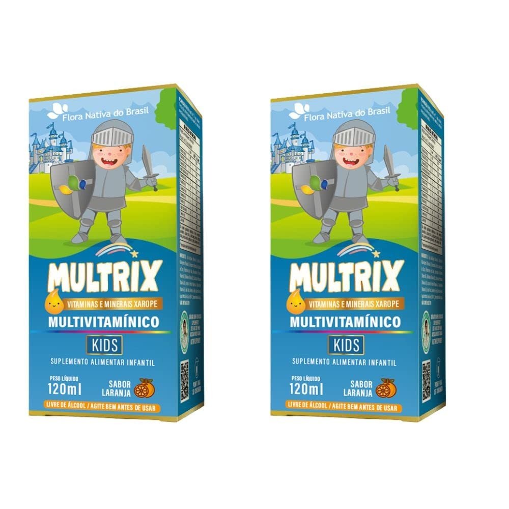 KIT 2X MULTRIX Xarope Infantil com Vitaminas de A a Z - 120ml Cada | Sabor Laranja Natural