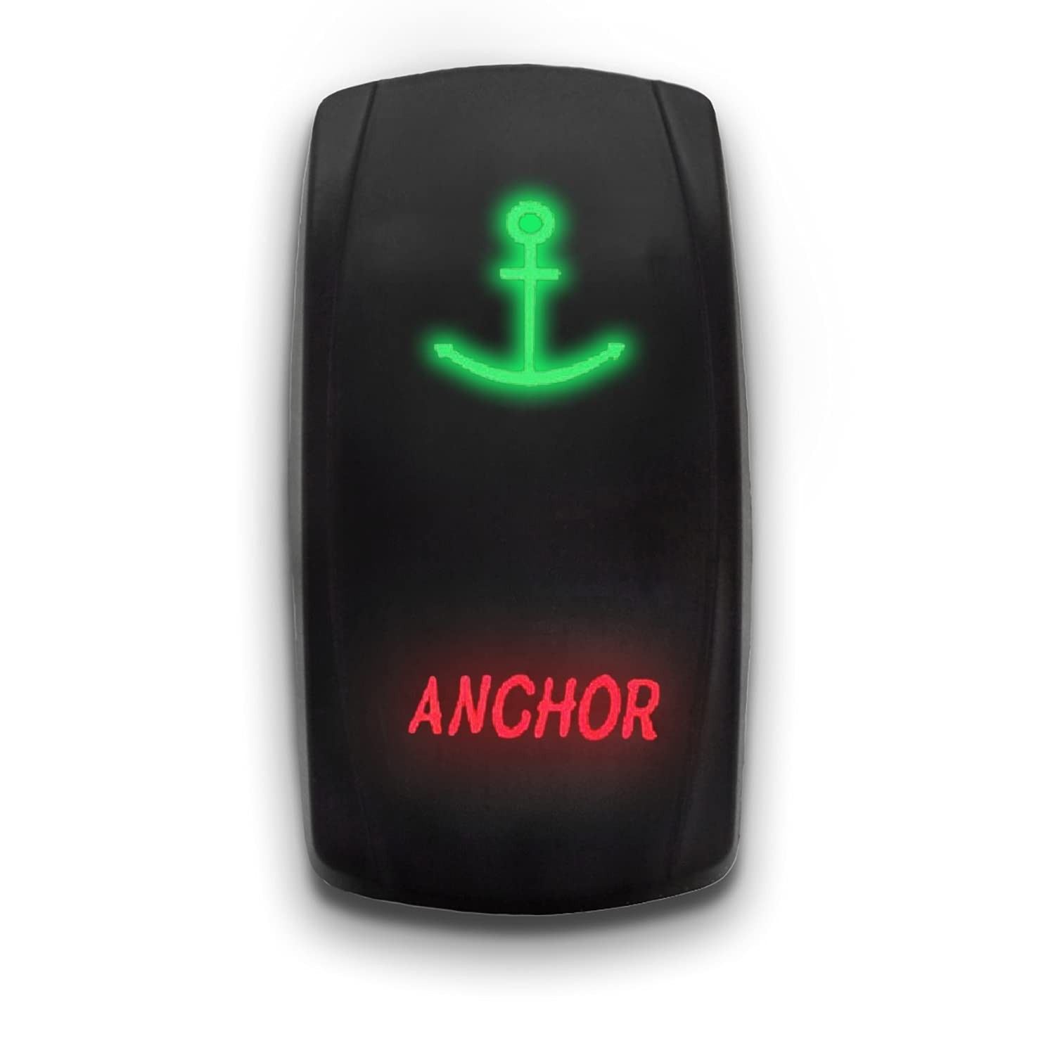 Interruptor Duplo STARK 5 Pinos LED 20A 12V - Verde/Vermelho - Liga/Desliga com Gravação a Laser Premium