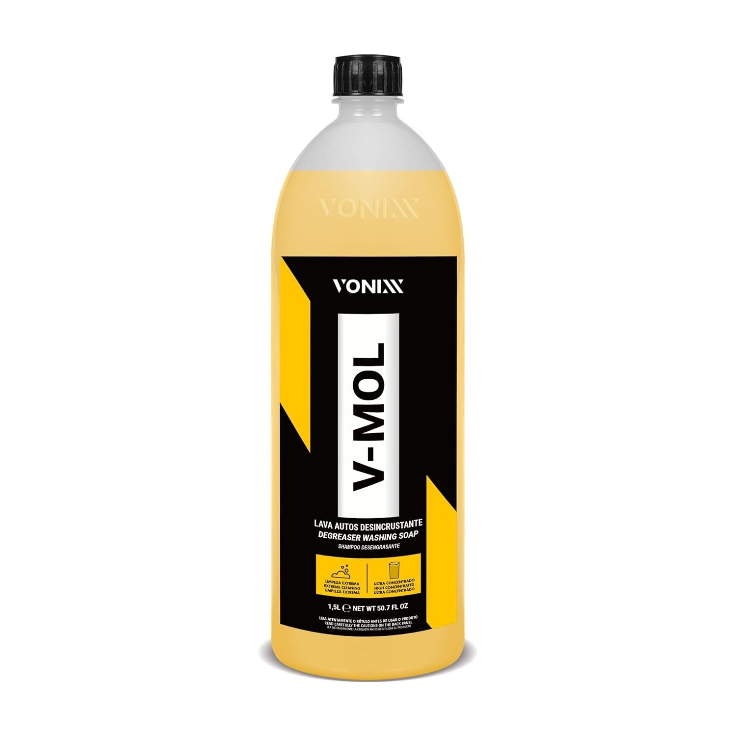 VONNIX V-MOL: Lava Autos Biodegradável Concentrado 1.5L para Limpeza Pesada