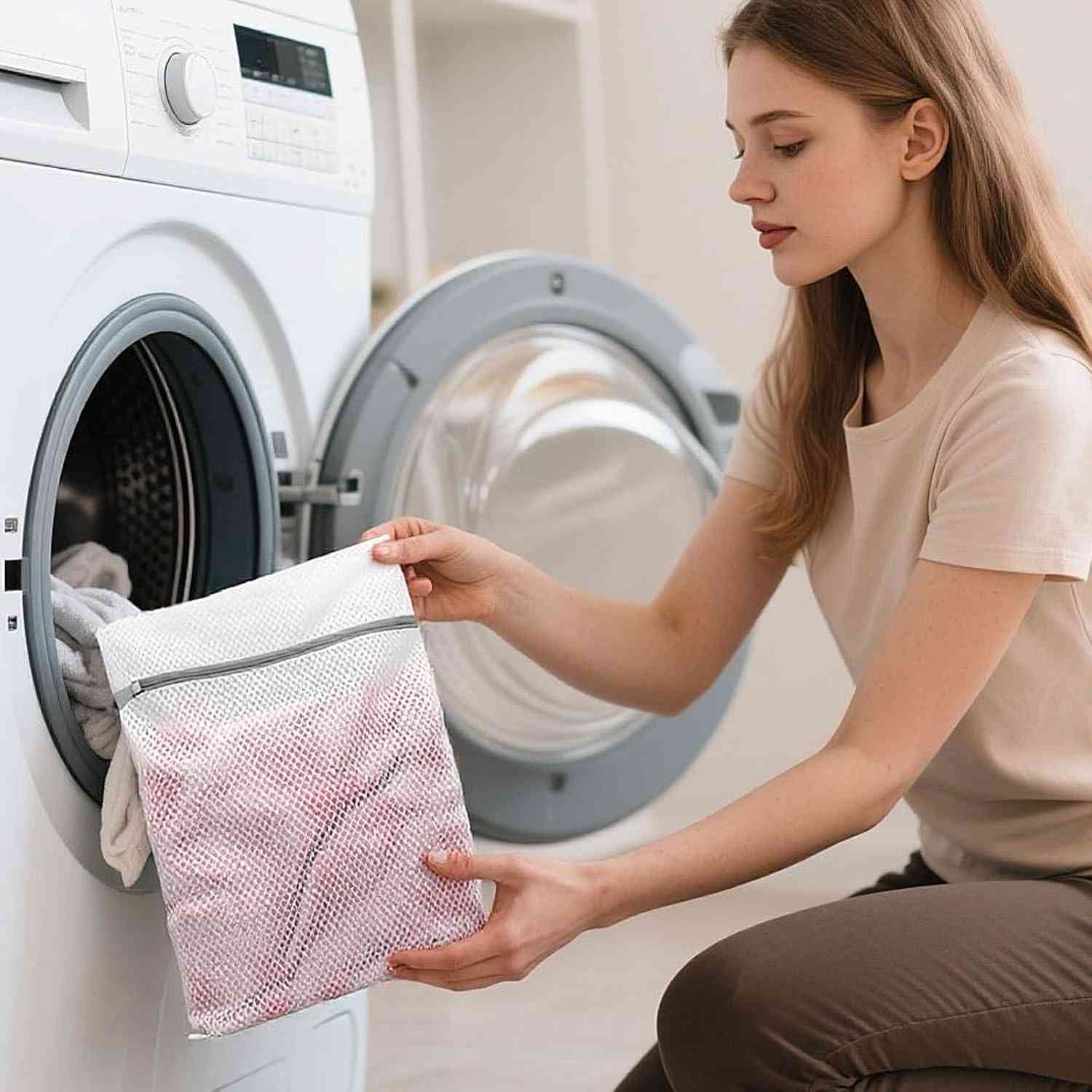 Saco de Lavagem de Malha com Zíper 40x30cm - Proteção Total para Roupas na Máquina