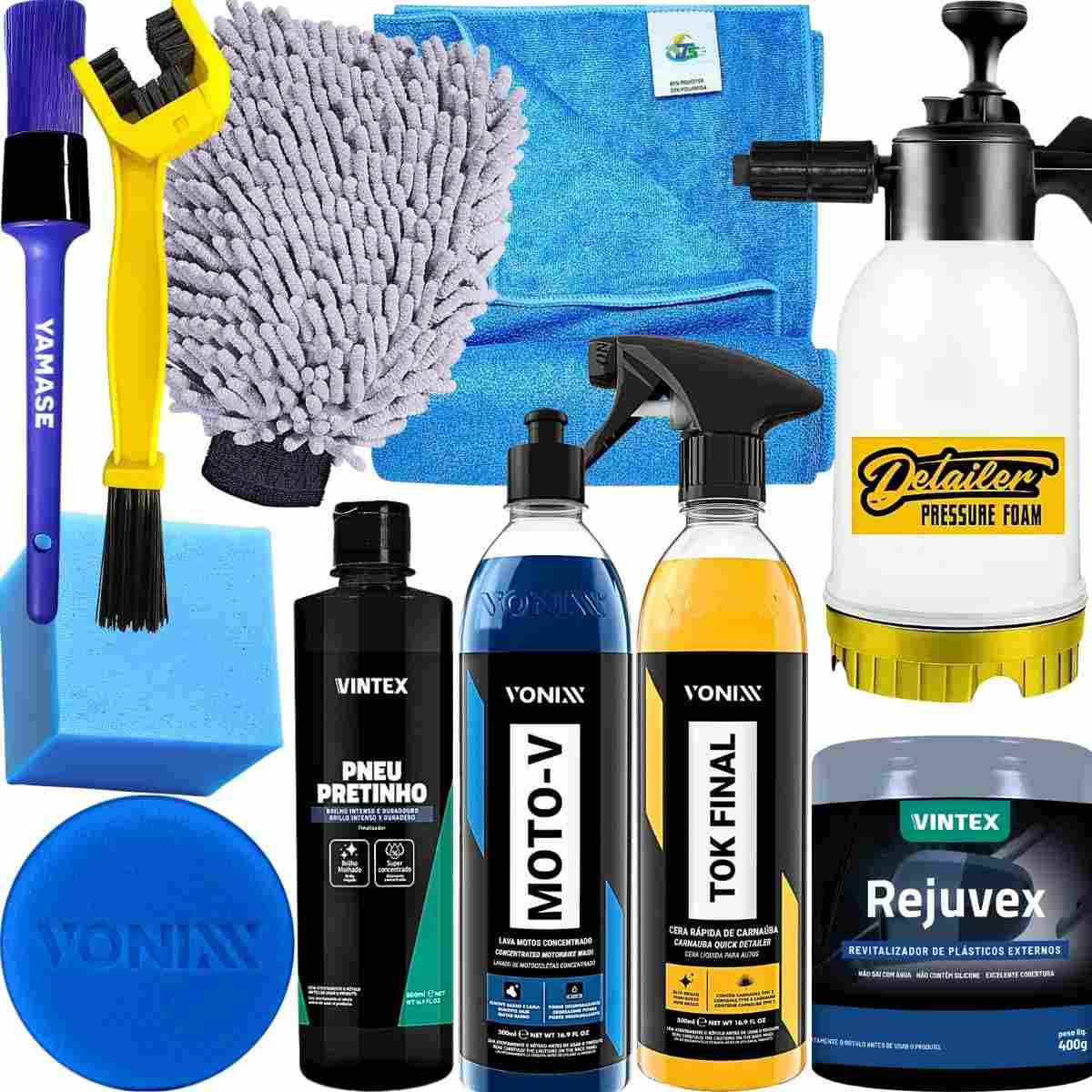 Kit Completo Lavagem Moto e Carro Vonixx + Vintex: Brilho e Proteção Profissional