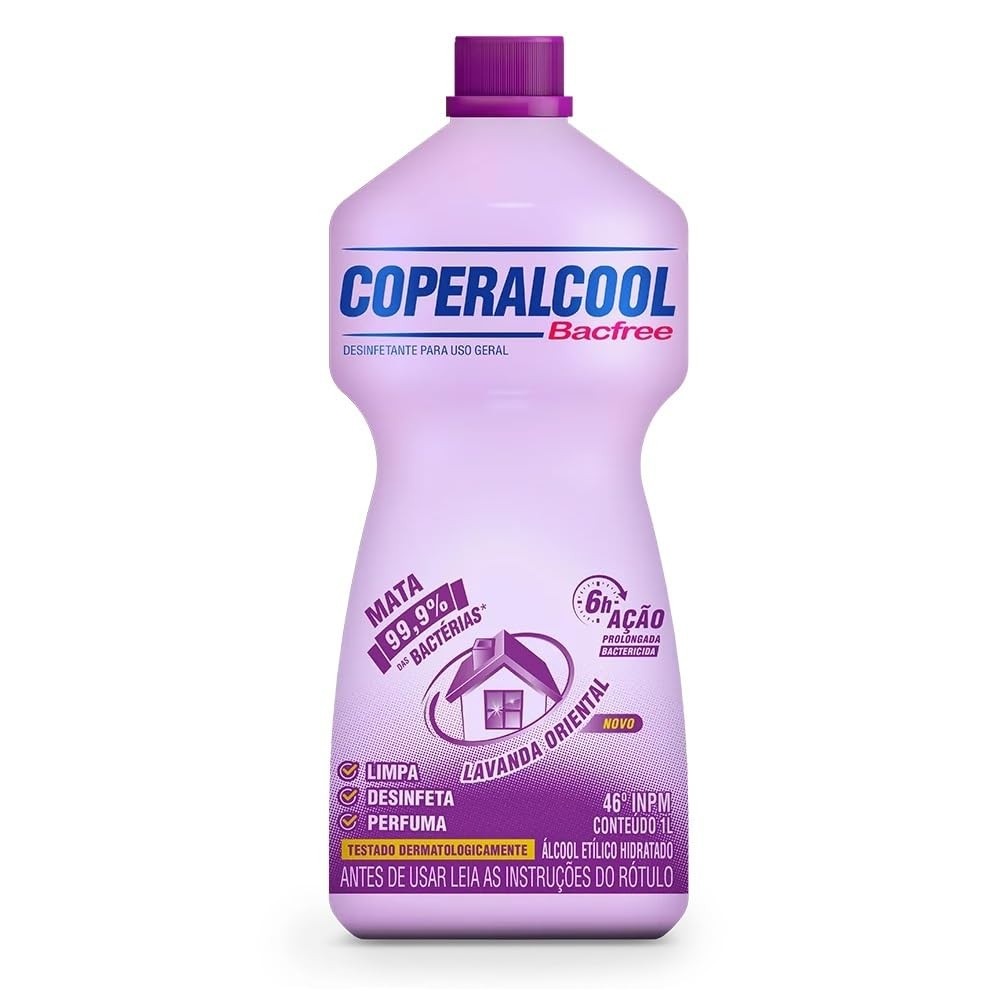 Álcool 46°INPM Coperalcool Bacfree Lavanda Oriental 1L - Limpeza e Fragrância Premium