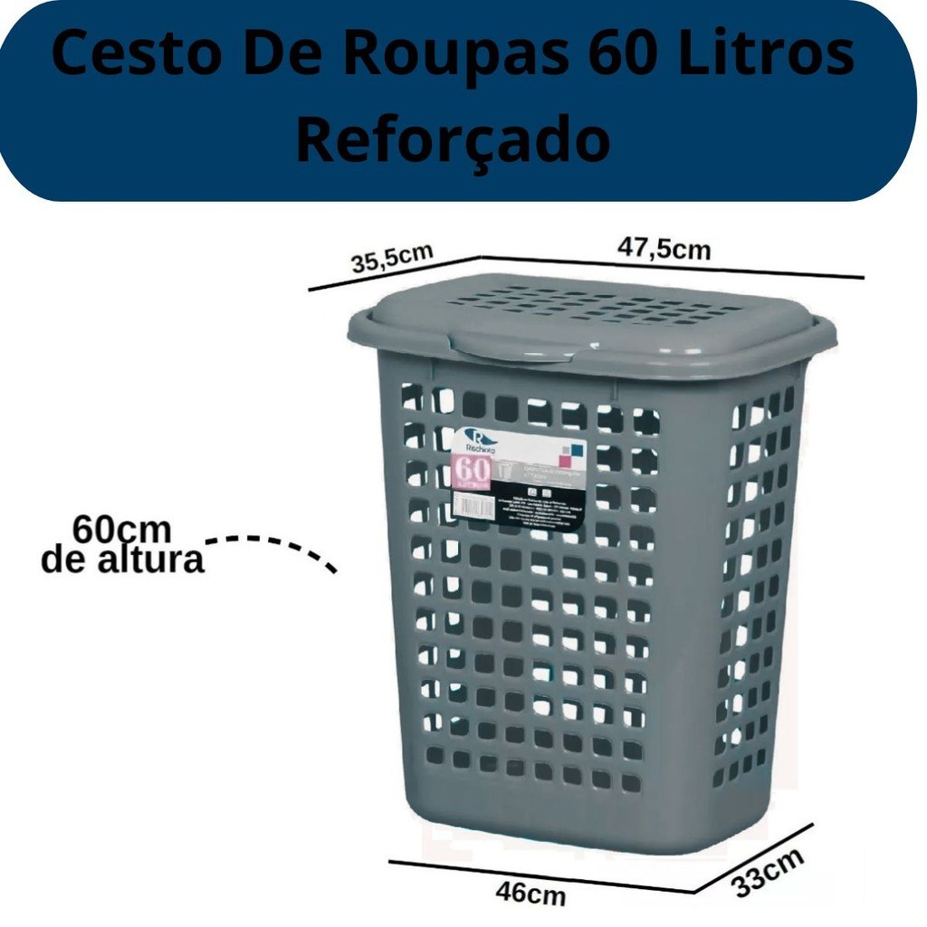 Cesto de Roupas Telado 60L: Solução Prática para Banheiro e Lavanderia