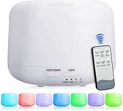 Difusor de Aromas Grande 500ml Ultra Sônico com LED Colorido e Controle Remoto