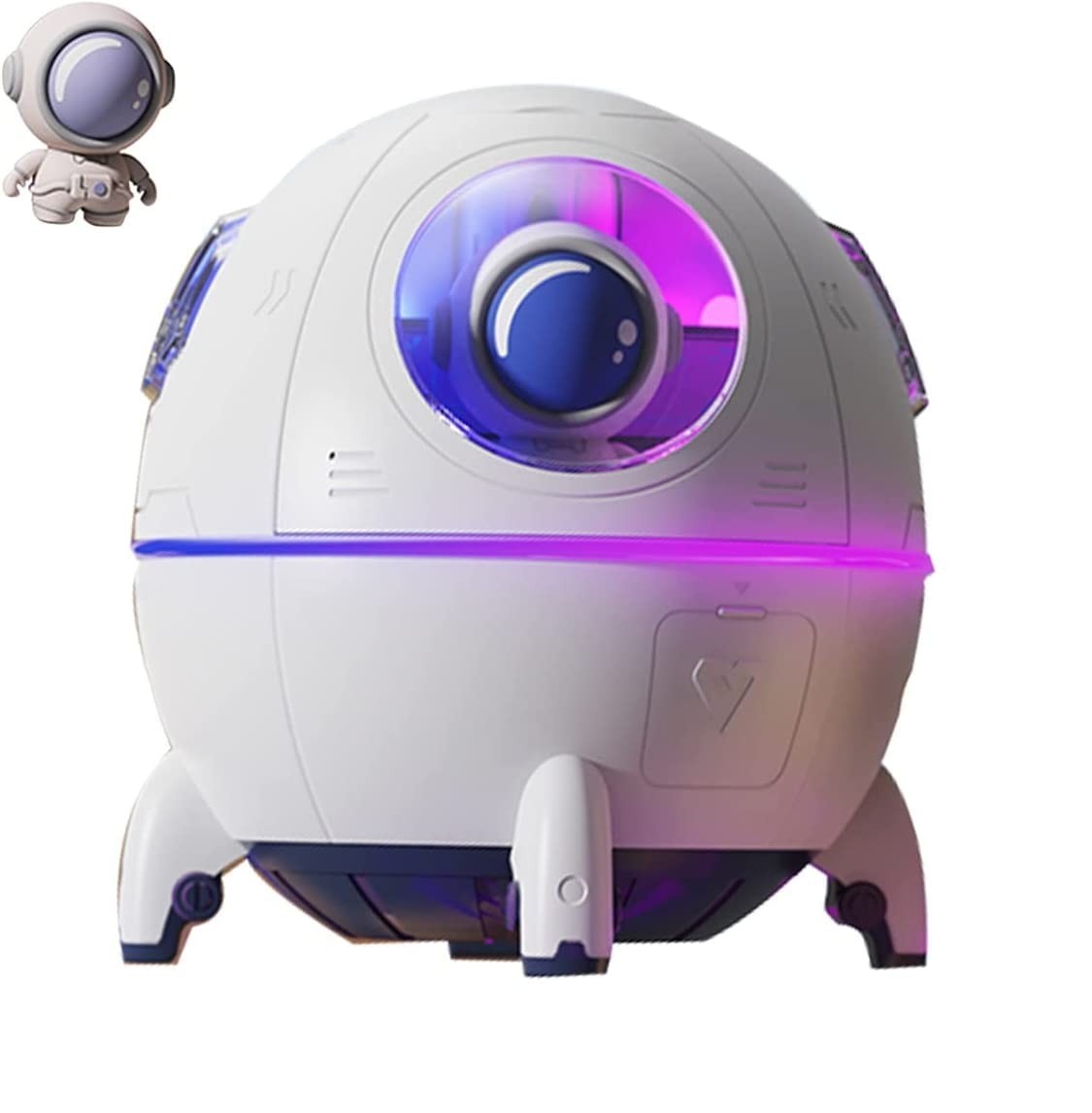 Mini Umidificador Astronauta Espacial com LED Colorido - Silencioso e Portátil para Quarto e Escritório