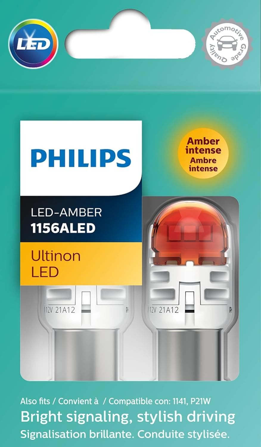 Philips Ultinon LED Âmbar 1156ALED: Sinalização Elegante e Duradoura para seu Veículo (2 Unidades)