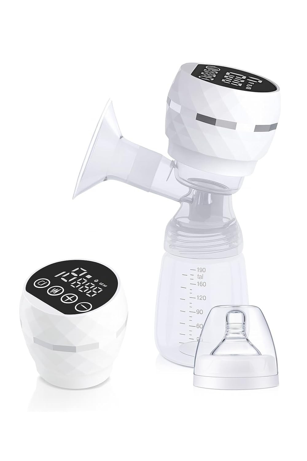 Bomba Tira Leite Materno Elétrica Portátil Recarregável USB – 9 Níveis de Sucção, Silenciosa, Livre de BPA, com Mamadeira e Carregamento Tipo C (Branco)