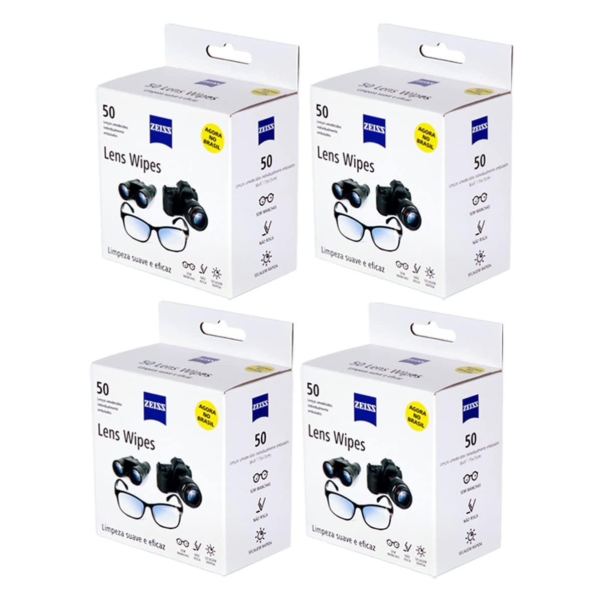 Lenços Umedecidos Zeiss: Limpeza Impecável para Lentes e Ópticas | Caixa com 200