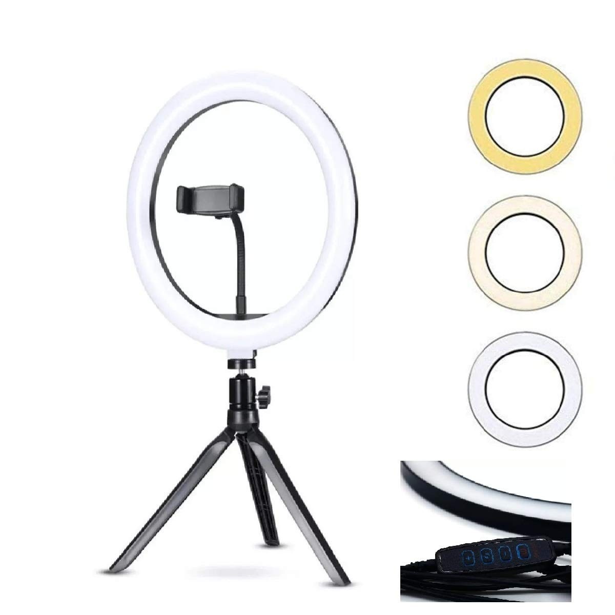 Ring Light 20cm Flexível com Tripé e Suporte Celular: Ilumine Suas Selfies e Gravações!