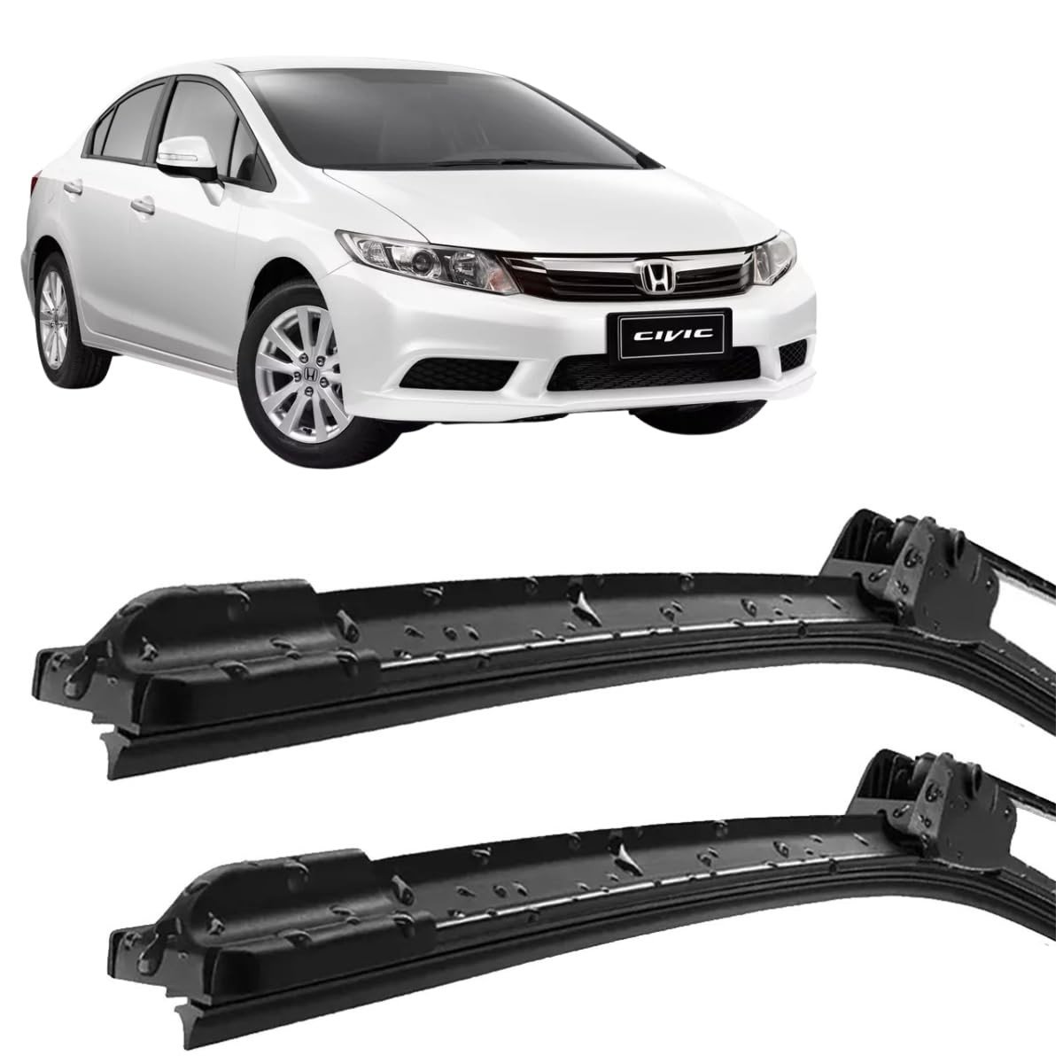 Par de Palhetas Limpador Para-Brisa Civic 2012-2016 Silicone Gancho