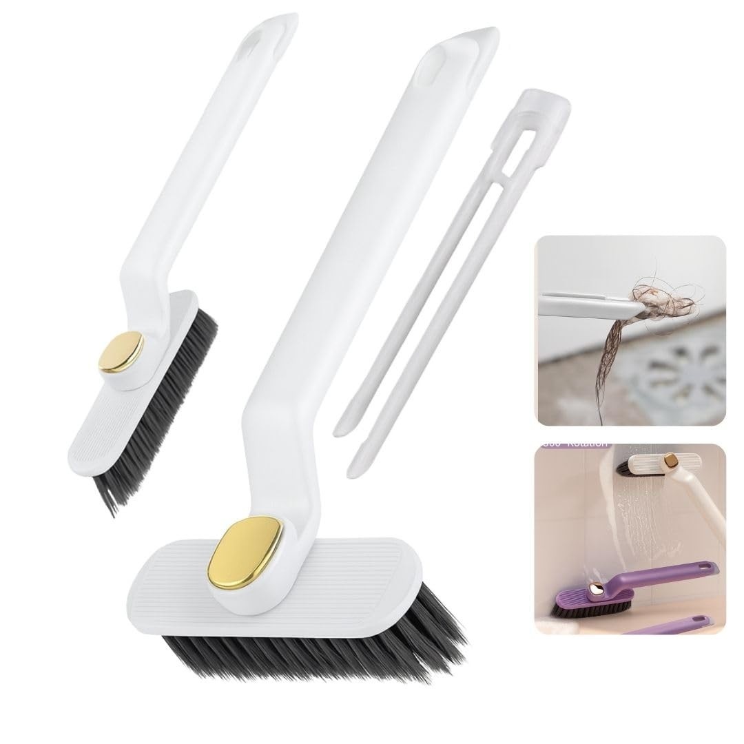 Escova Rotativa + Pinça de Limpeza – Kit 2 em 1 com Cerdas Firmes – Ideal para Banheiro, Piso e Cantos Difíceis