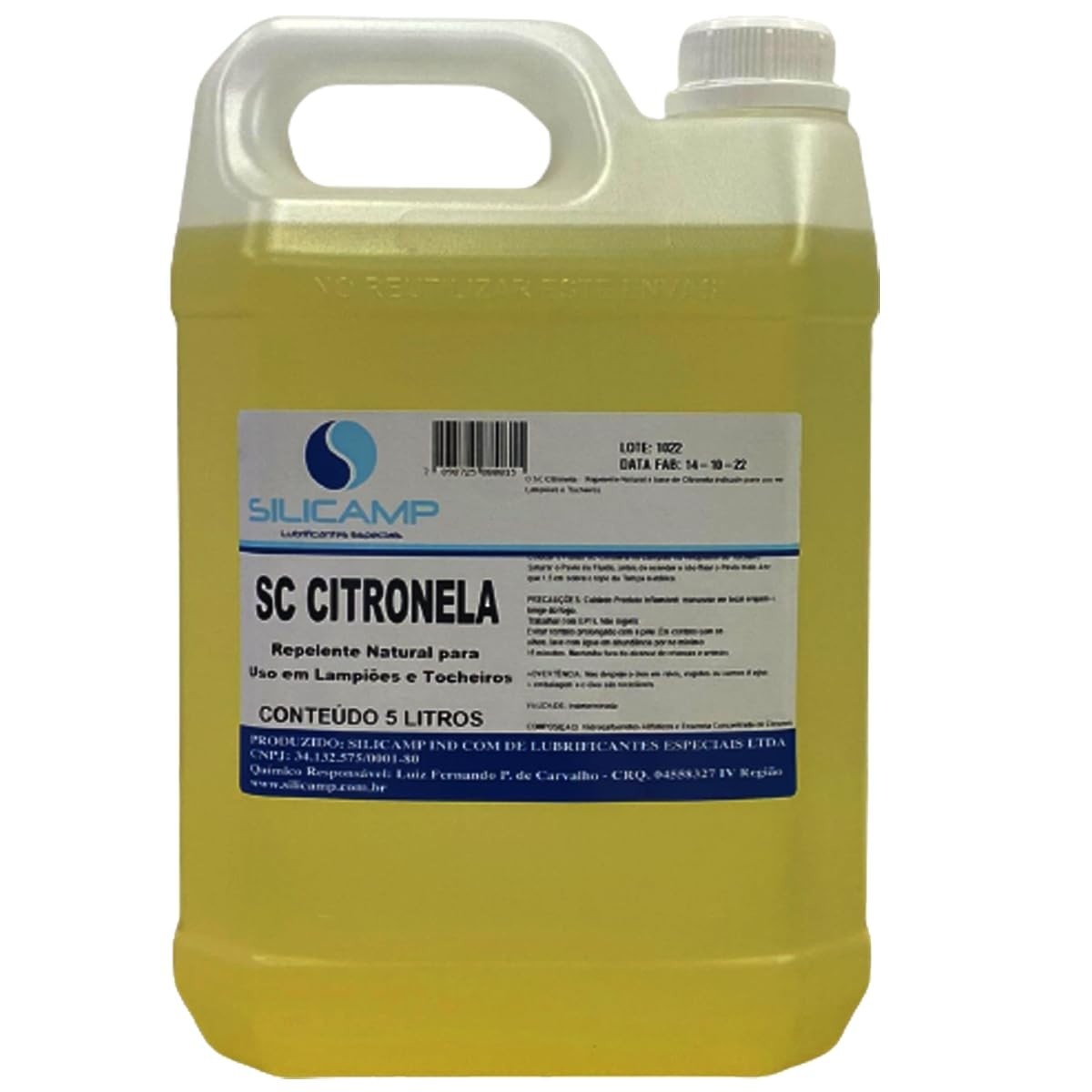 Fluido de Citronela para Tocheiros e Lamparinas - 5 Litros - Repelente Natural e Eficaz