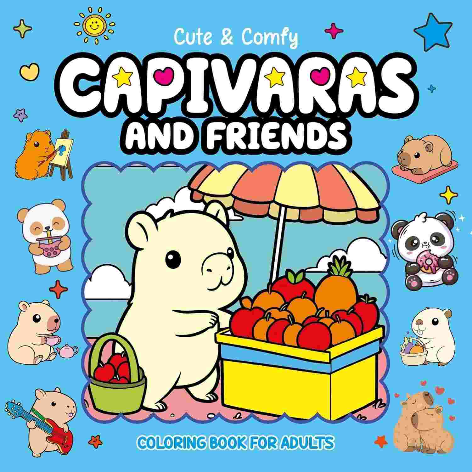 Livro de Colorir Adulto Cute & Comfy: Capivaras e Amigos - Relaxamento e Criatividade