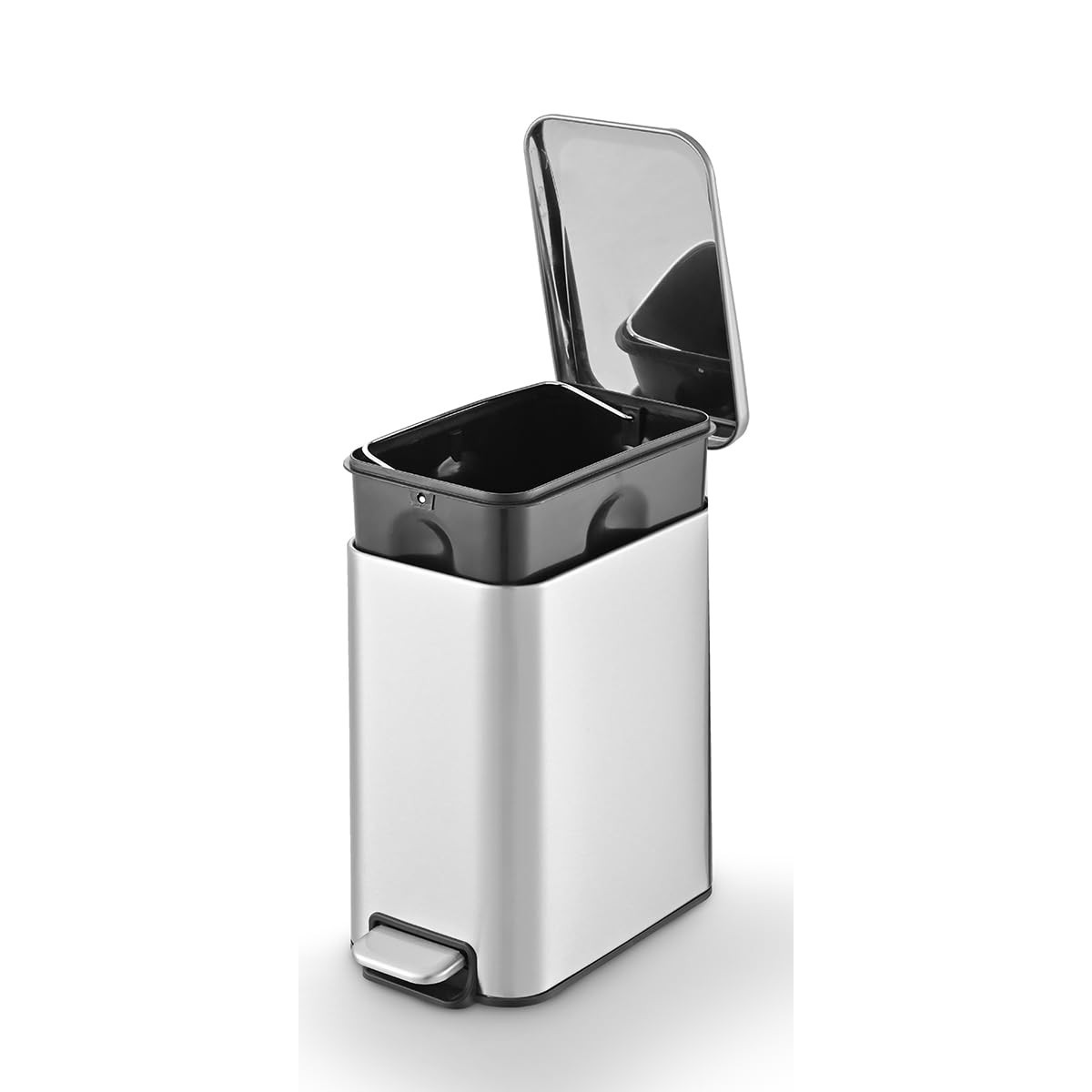 Powermaid Lixeira Inox Slim 5L com Fechamento Suave Soft Close - Design Moderno para Cozinha e Banheiro