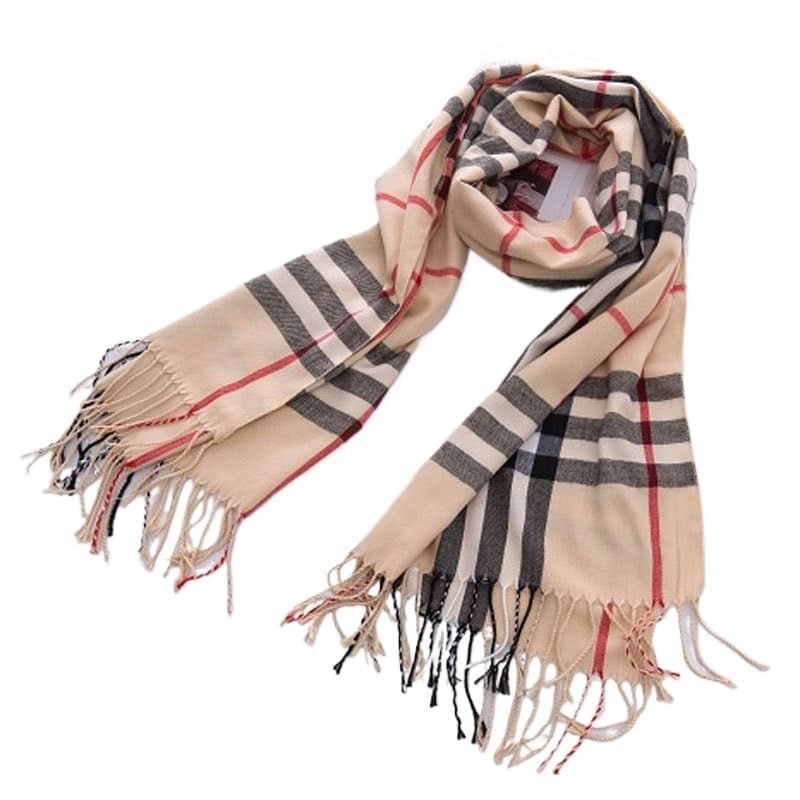 Cachecol Longo Feminino Xadrez Pashimina Sintética Melhores Presentes Inverno
