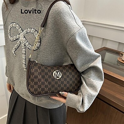 Lovito Bolsa de Ombro Casual com Logo Metal