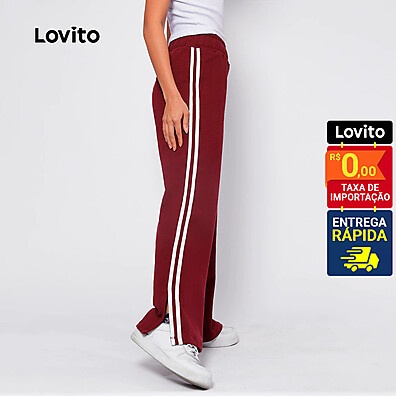 Lovito Calça Moletom Listras Laterais – Conforto e Estilo