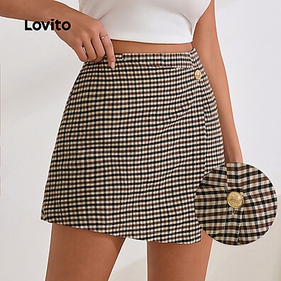 Lovito Curto Xadrez Assimétrico: Elegância em Dupla Camada